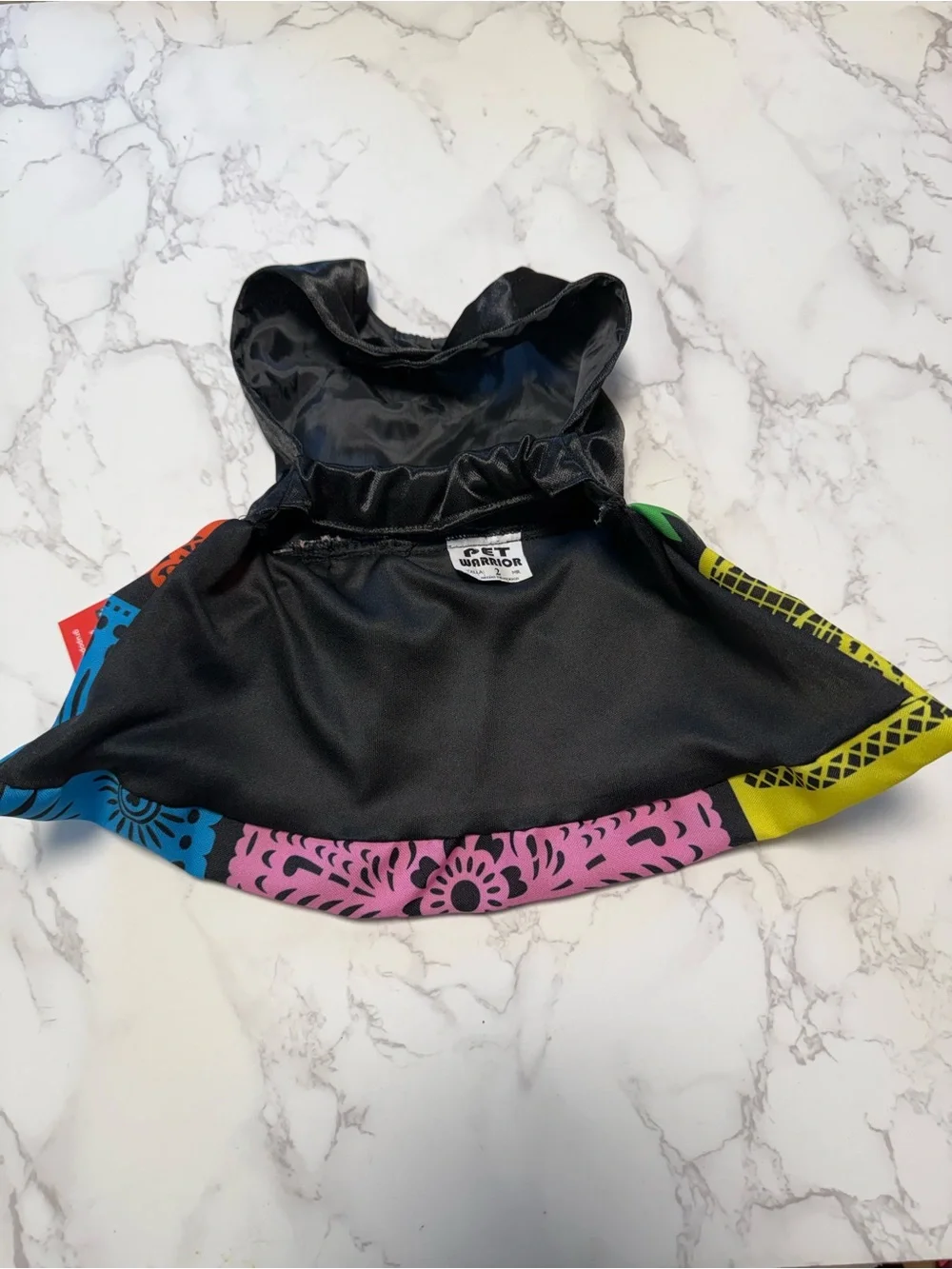 Pet Warrior Dog/ Cat PAPEL PICADO Custome Halloween Dress with Blue Bow.